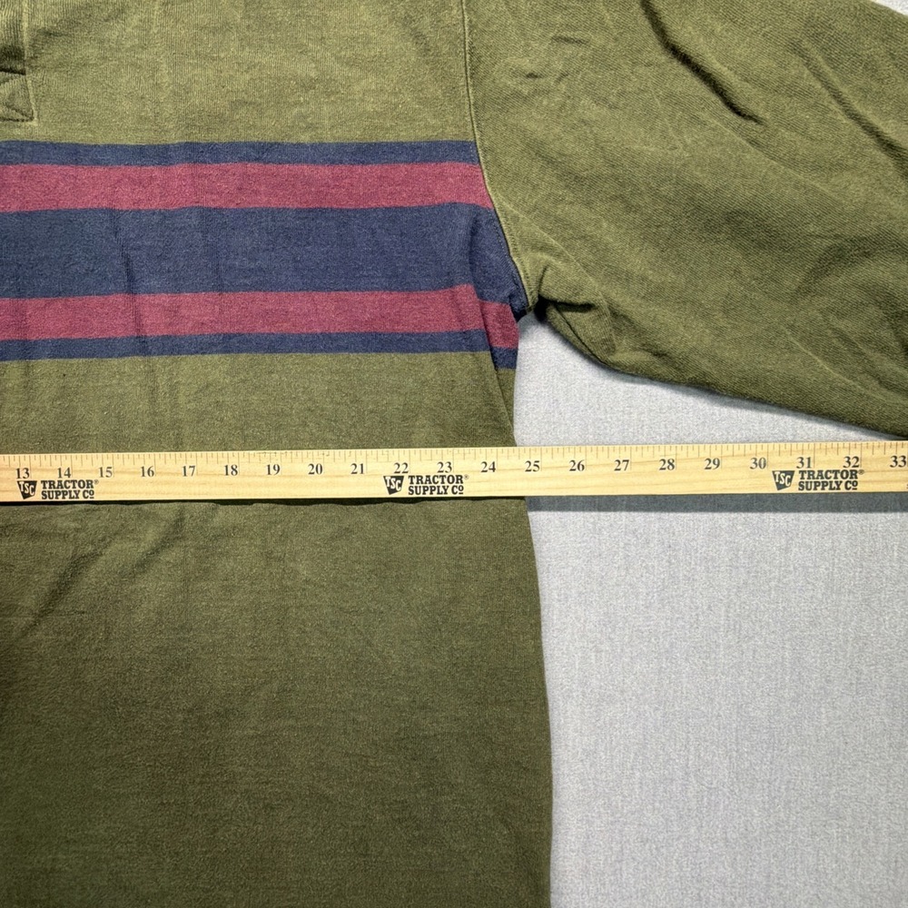 Vintage LL Bean Rugby Shirt Mens XL Green Striped Long Sleeve - Picture 6 of 6